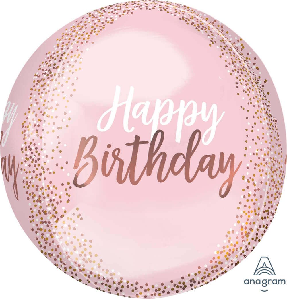 Wanna Party HaPPy Birthday Orbz Blush Balloon 16" - G20