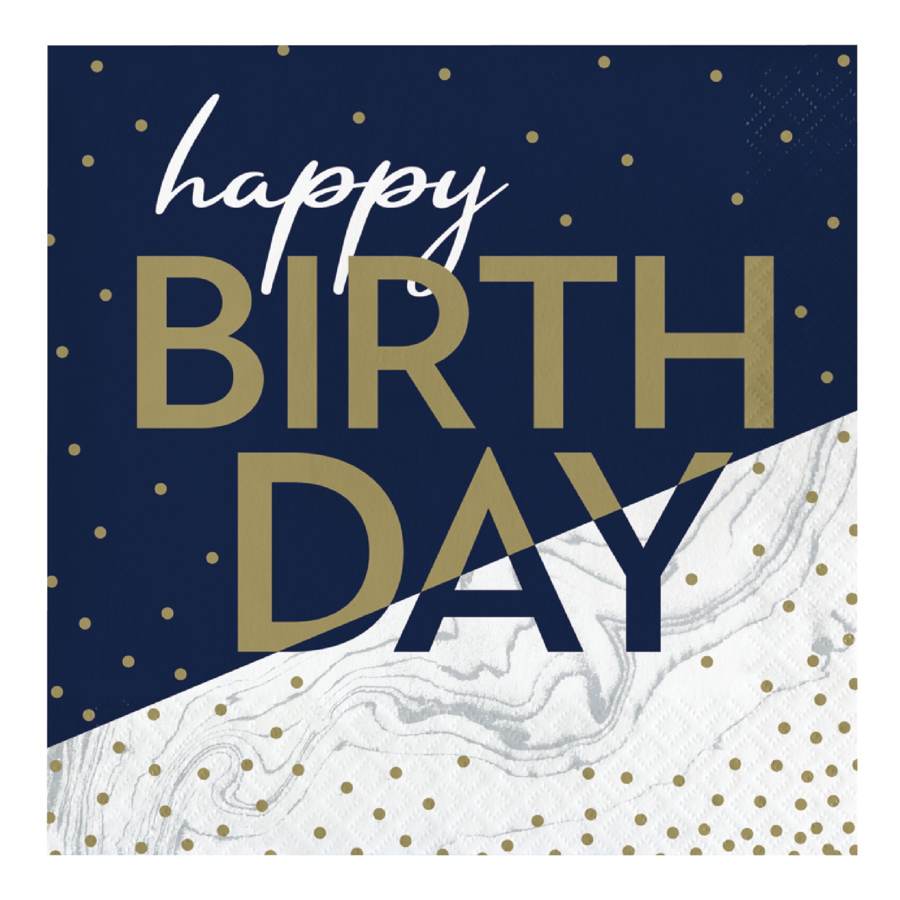 Wanna Party HaPPy Birthday Navy Blue & Gold PaPer NaPkins - 16PC