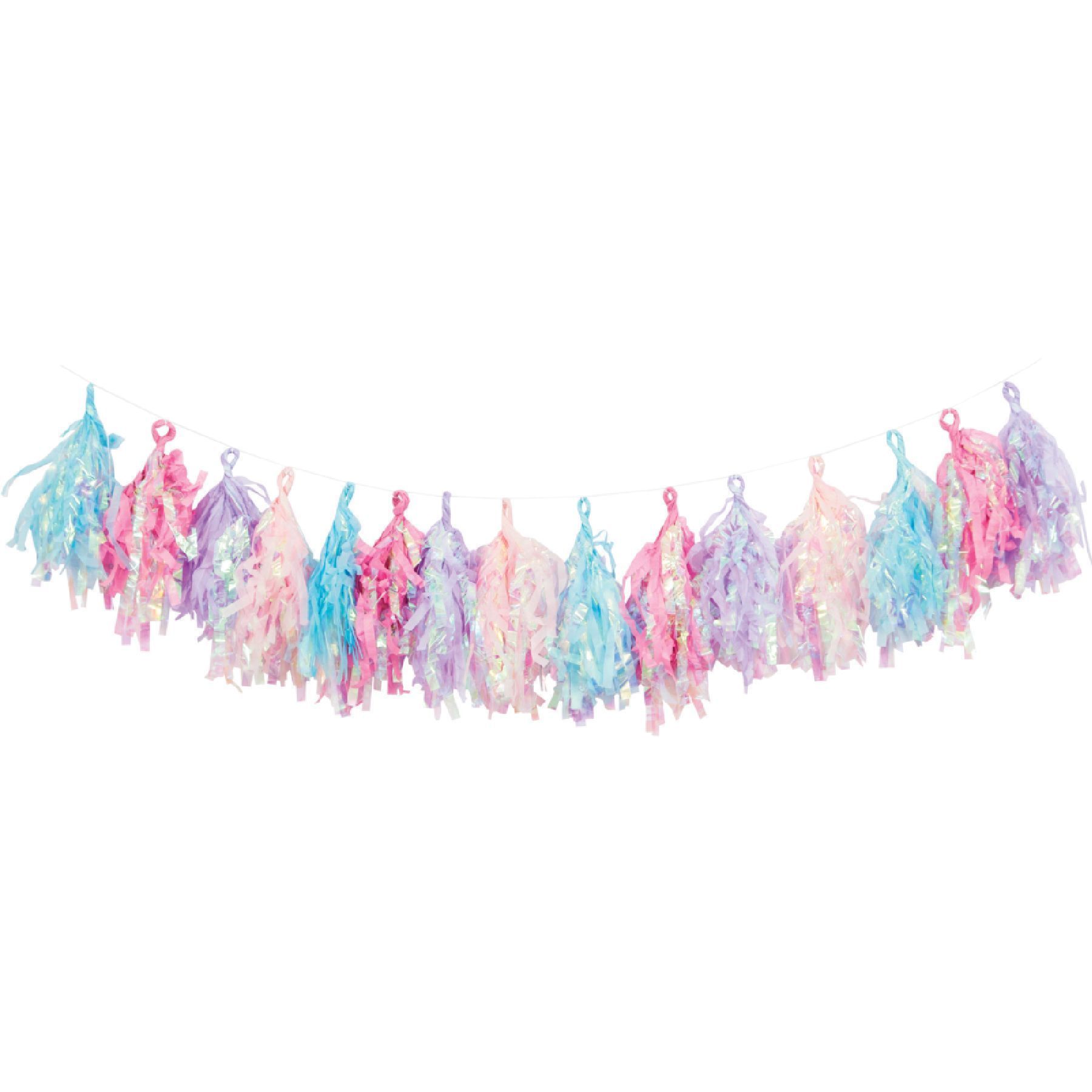 Wanna Party Pastel Color Iridescent Tassel Garland - Over 8FT