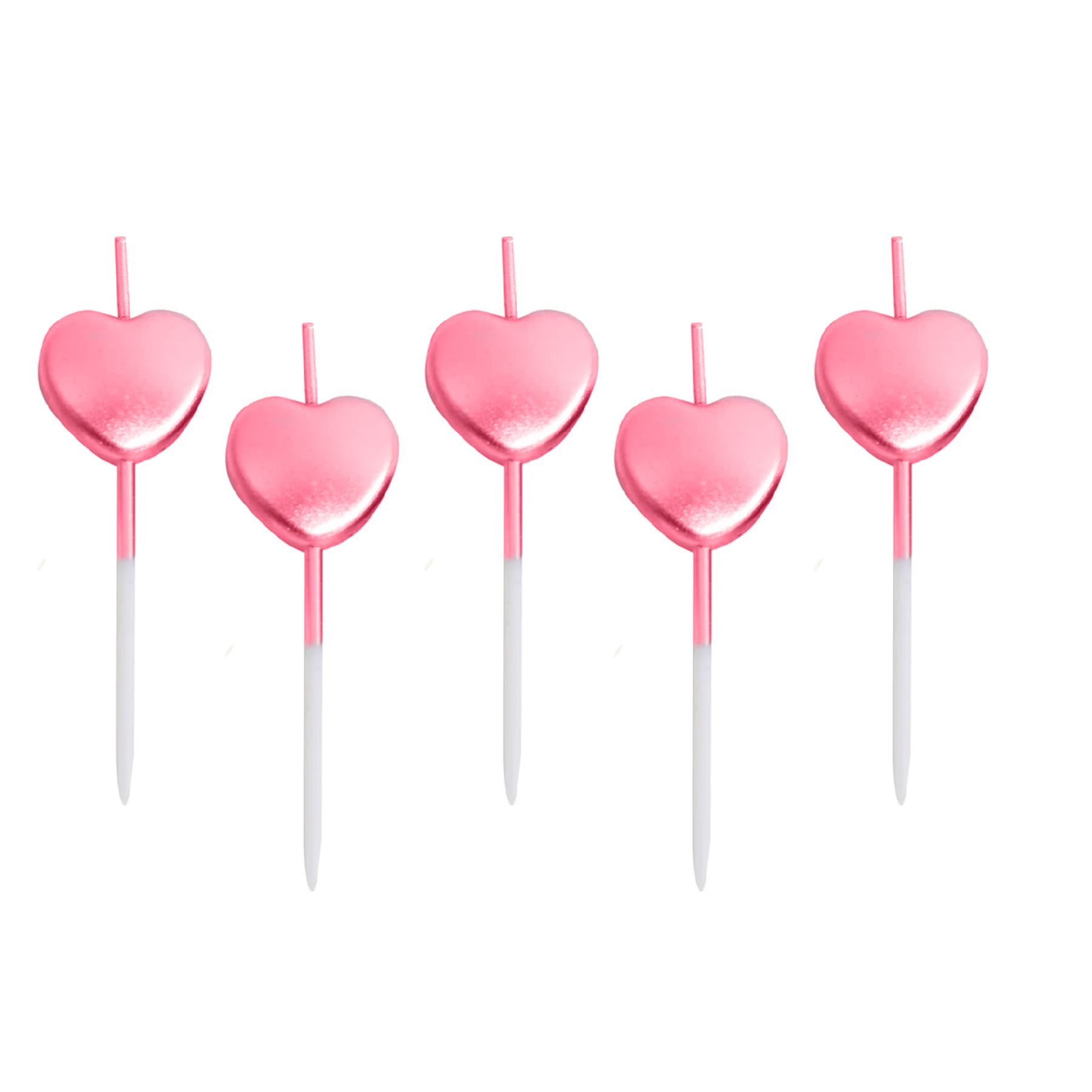 Wanna Party Light Pink Heart Pick Candles - 5PC