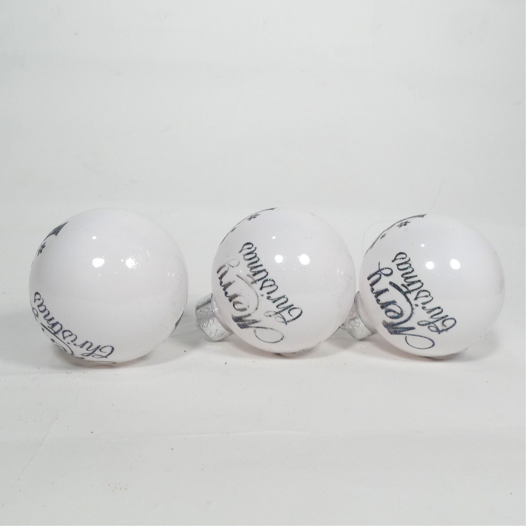 Wanna Party Fancy Merry Christmas White Balls - 3PC