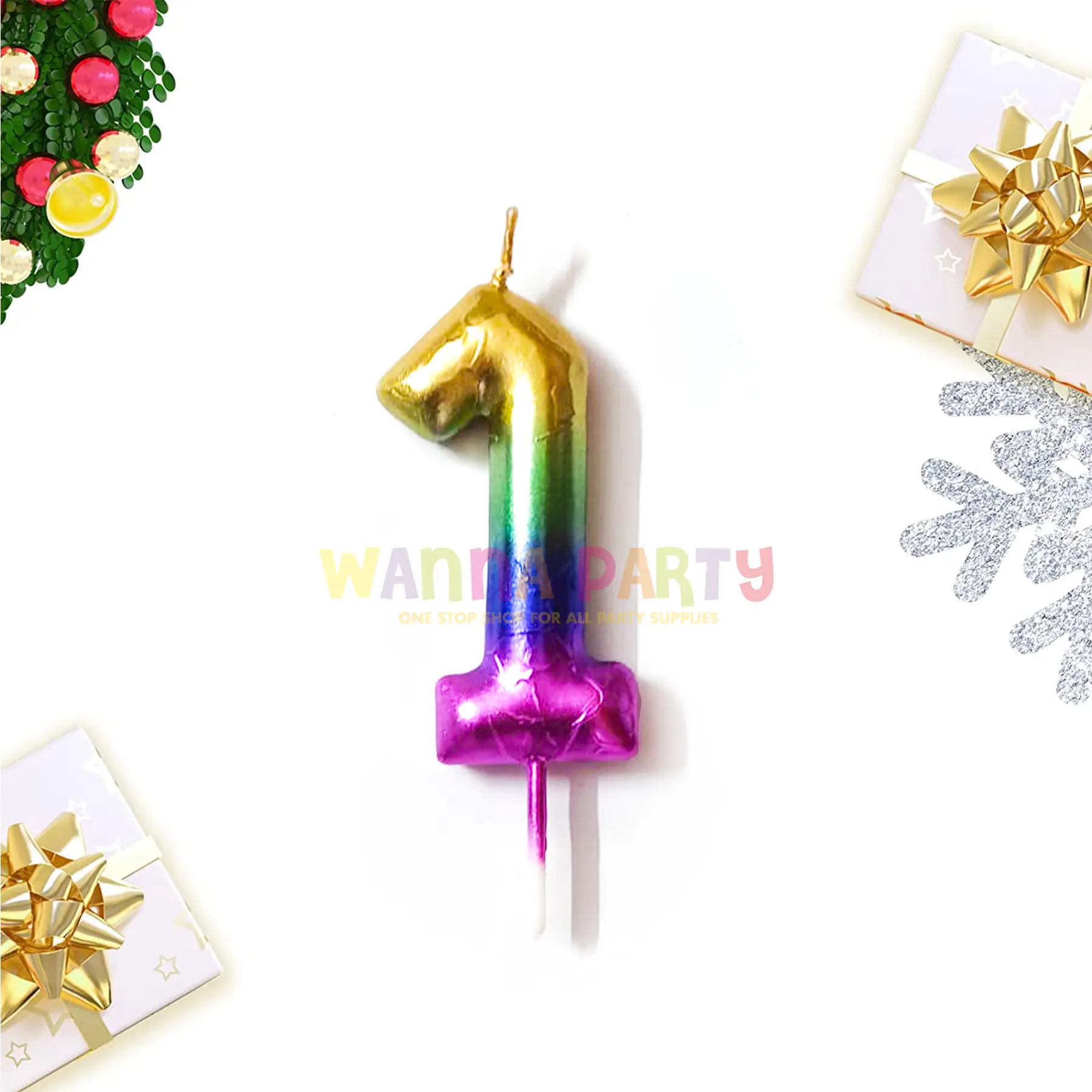 Wanna Party Multicolor Number 1 Candle