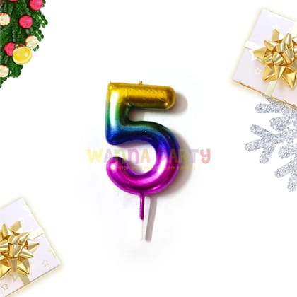 Wanna Party Multicolor Number 5 Candle-1PC