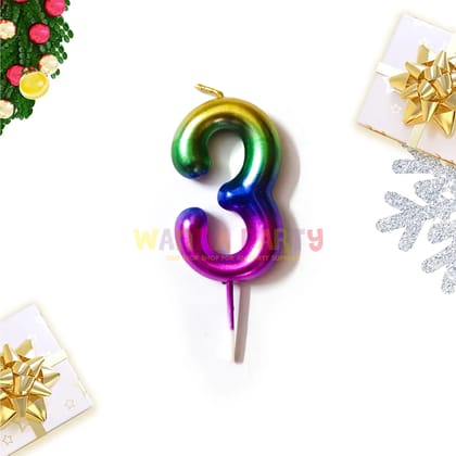Wanna Party Multicolor Number 3 Candle-1PC