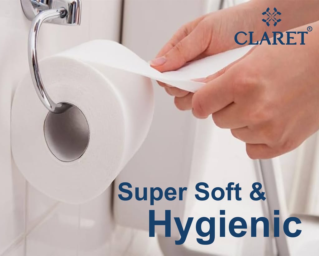 Claret Soft & Absorbent 2-Ply Toilet Tissue Rolls - 150 Pulls/Roll, Pack of 4, Perfect for Everyday Use, Gentle on Skin and Highly Durable