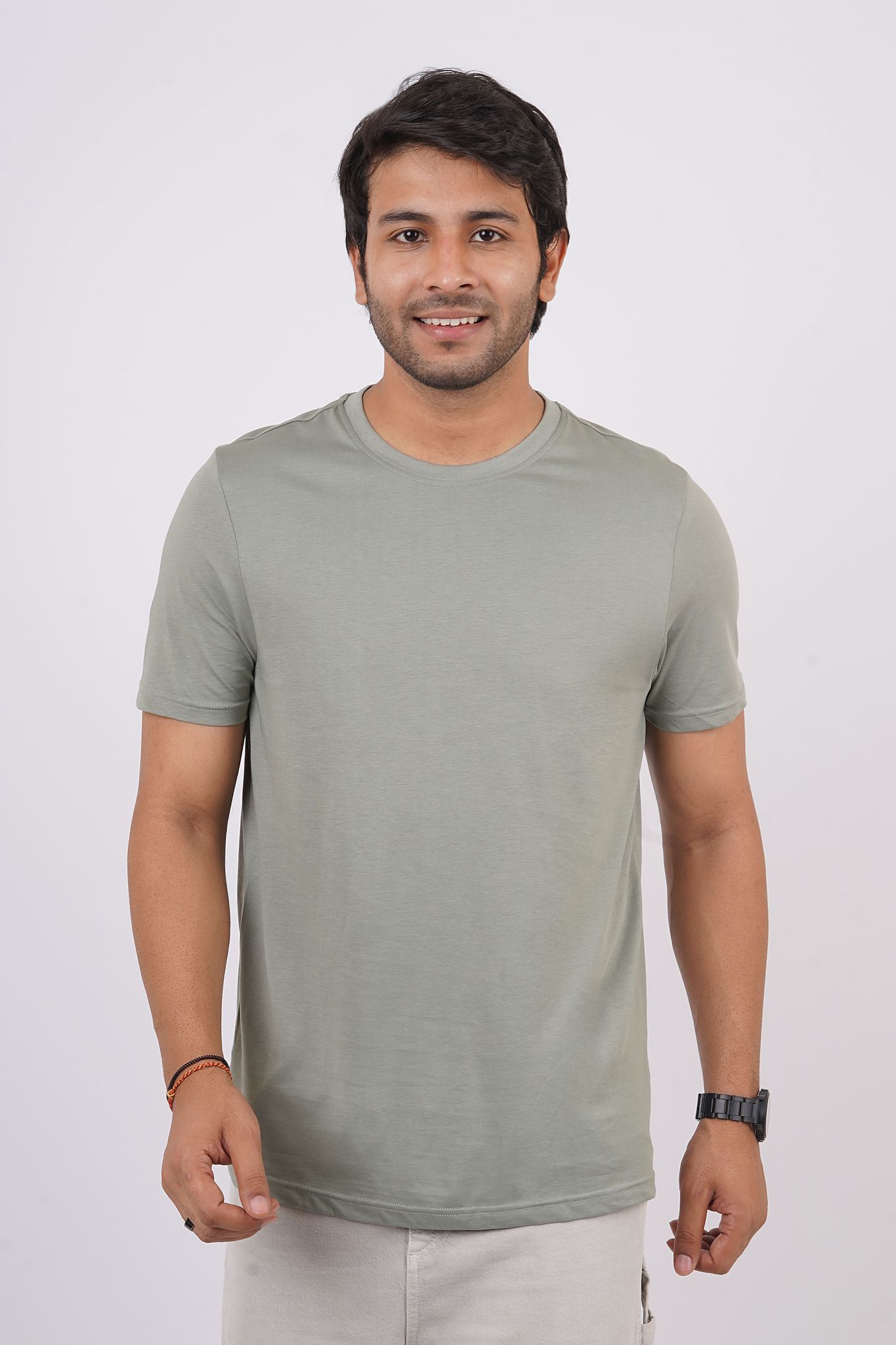 Men's Sage Pima Cotton Crew Neck with Logo