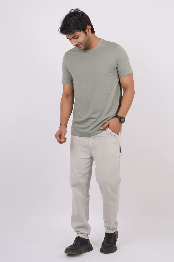 Men's Sage Pima Cotton Crew Neck with Logo