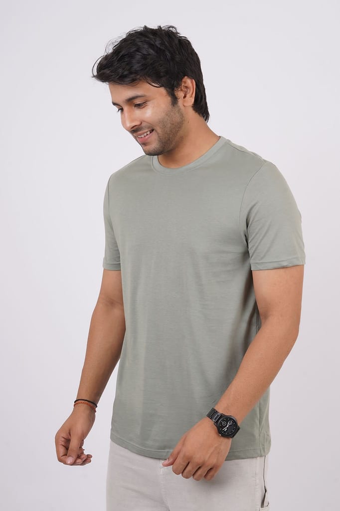 Men's Sage Pima Cotton Crew Neck with Logo