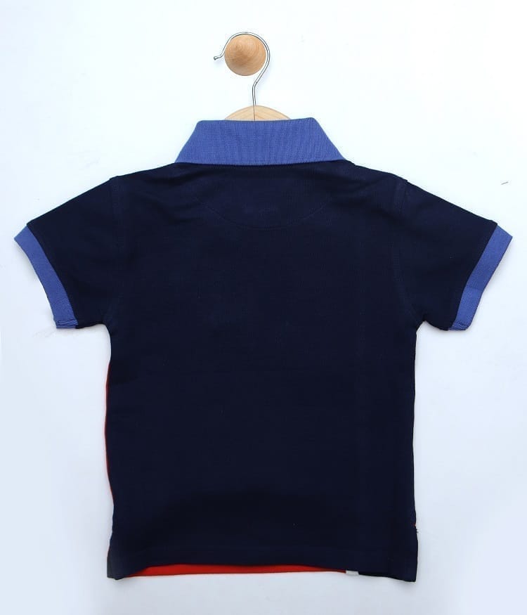 Boys Red Cut &Sew Polo T-Shirt
