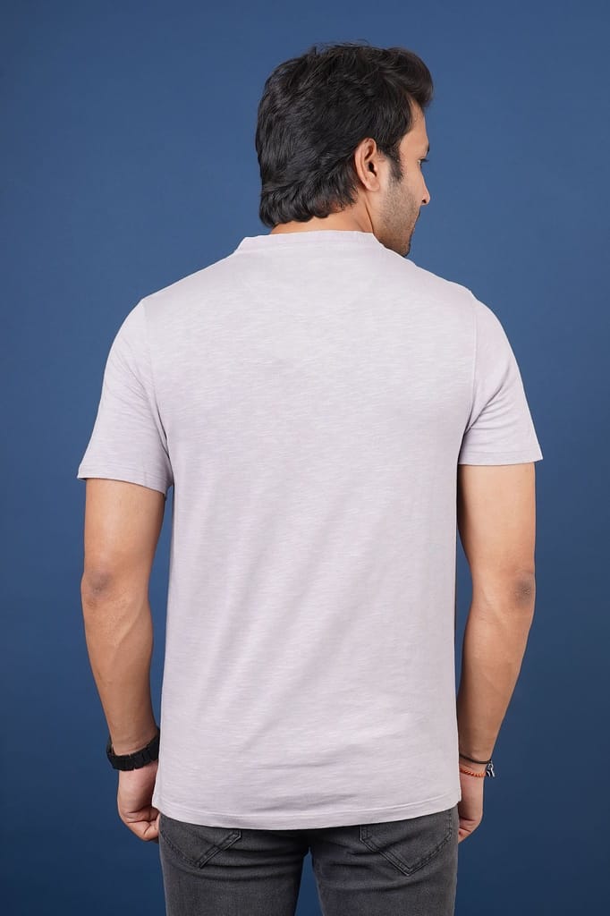 Mens  Cotton Grey Solids Henly T-Shirt