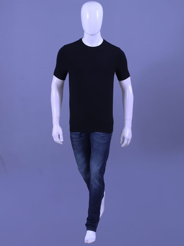 Men's Black Solid OE Crew Neck T-Shirt