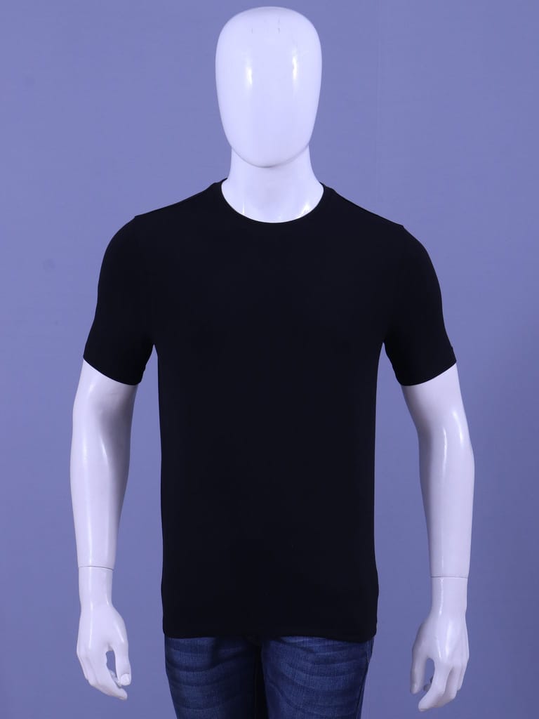 Men's Black Solid OE Crew Neck T-Shirt