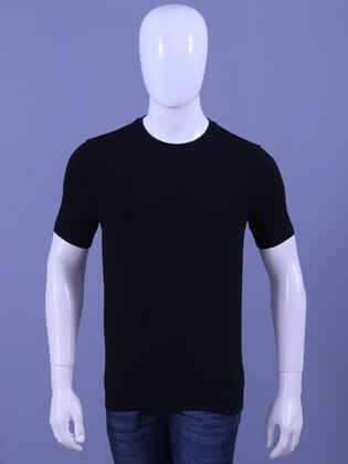 Men's Black Solid OE Crew Neck T-Shirt