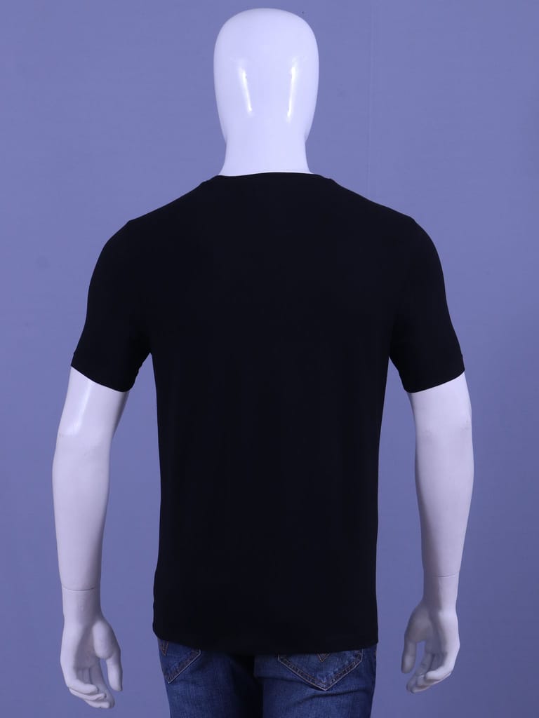Men's Black Solid OE Crew Neck T-Shirt