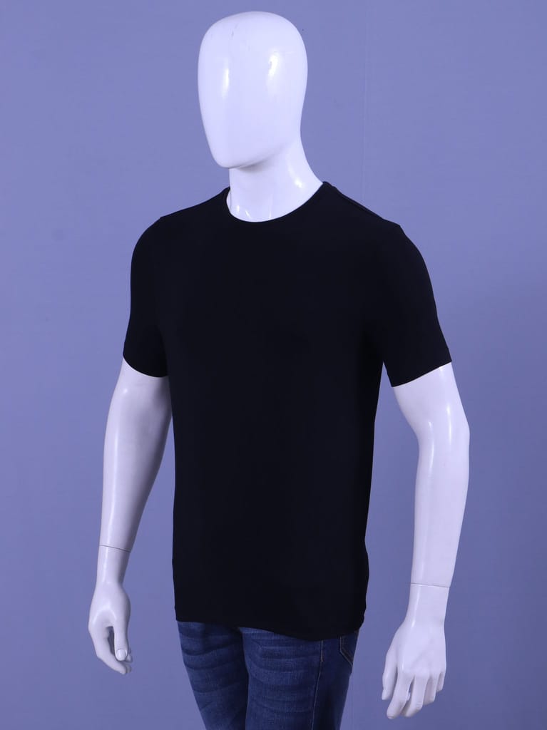 Men's Black Solid OE Crew Neck T-Shirt