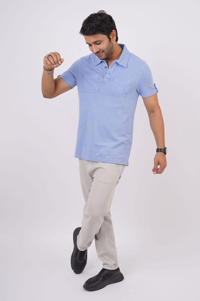 Men's Lavender Solid Polo T-Shirt