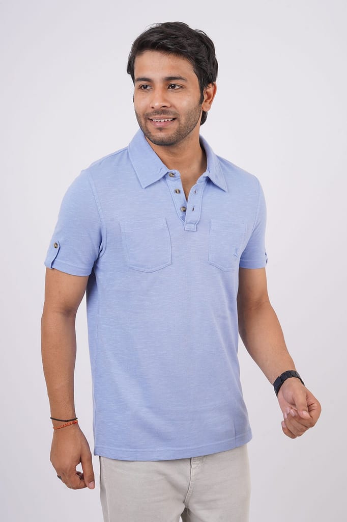 Men's Lavender Solid Polo T-Shirt