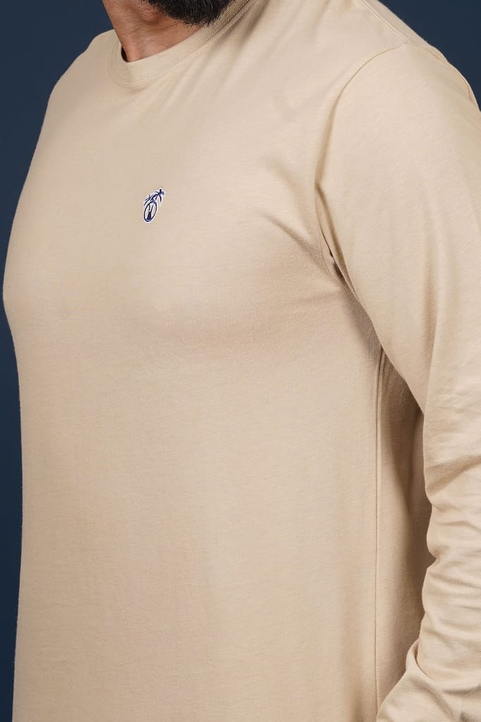 Men's Khaki Solid Crew Neck T-Shirt