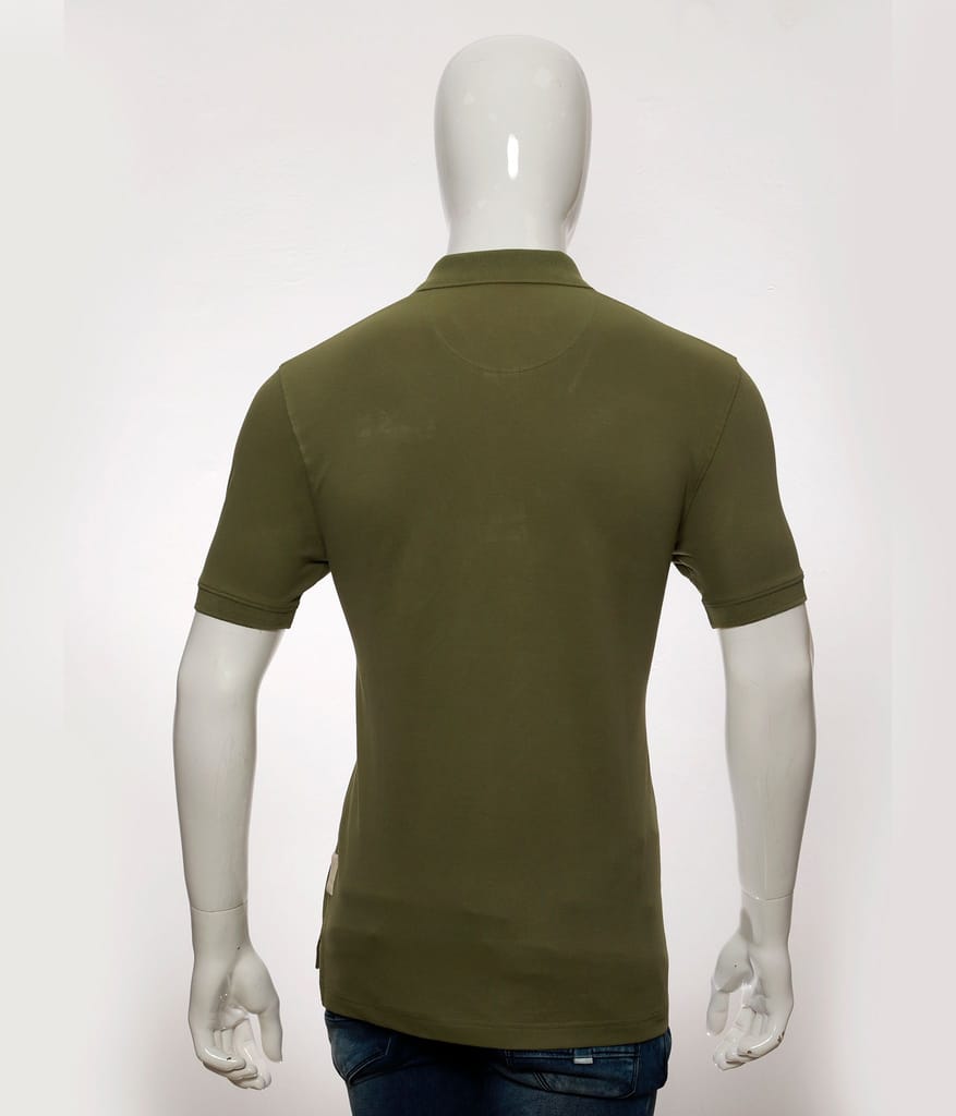 Men's Olive Green Solid Polo T-Shirt