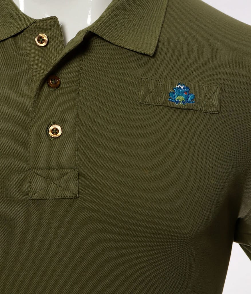 Men's Olive Green Solid Polo T-Shirt