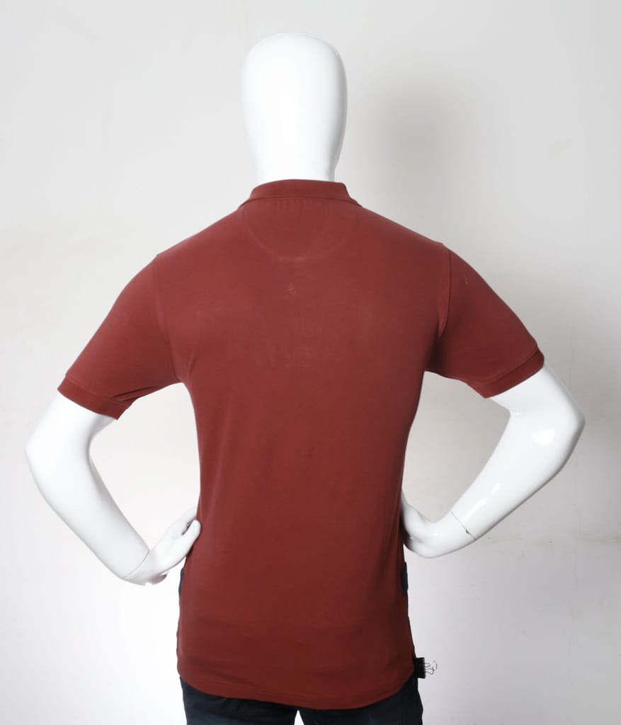 Men's Maroon Solid Polo T-Shirt