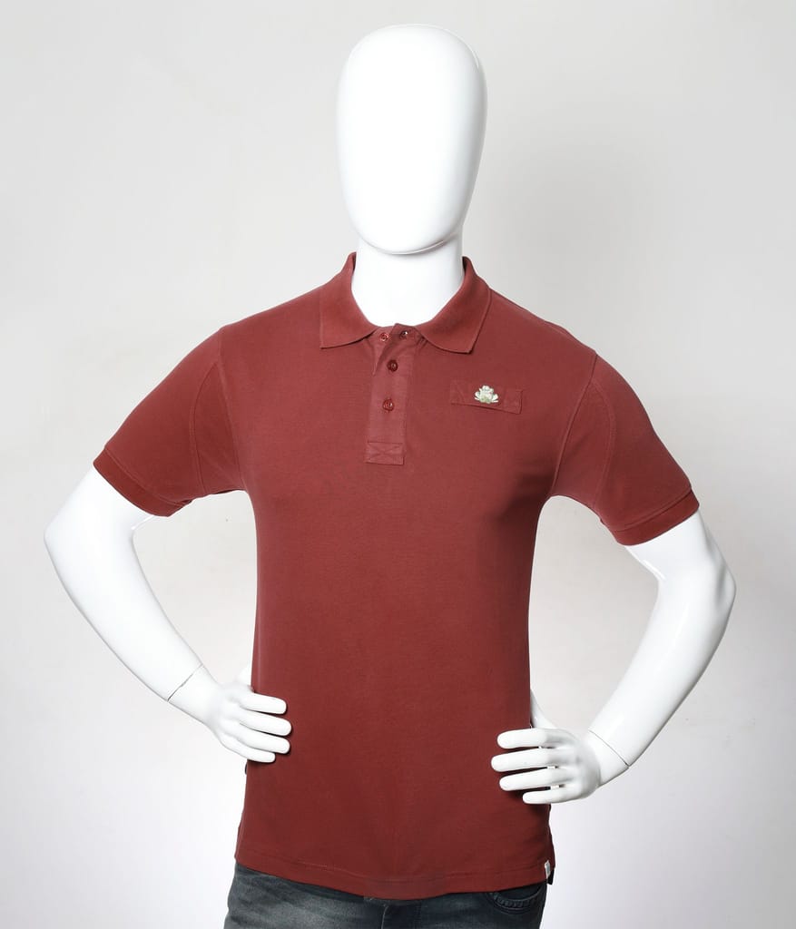 Men's Maroon Solid Polo T-Shirt