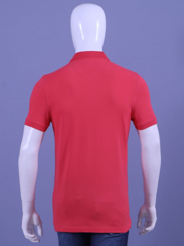 Men's Dark Pink Enzyme Finish Solid Polo T-Shirt