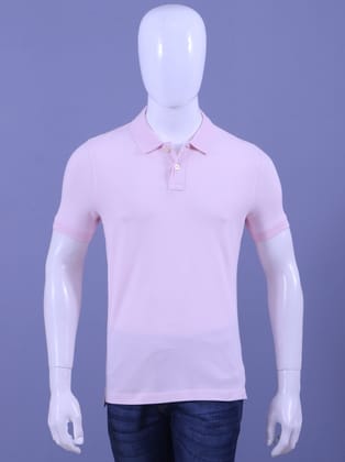 Men's Lt.Pink Enzyme Finish Solid Polo T-Shirt