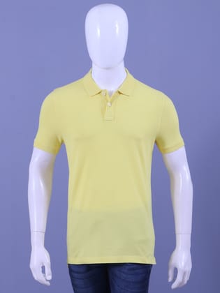 Men's Yellow Enzyme Finish Solid PoloT-Shirt