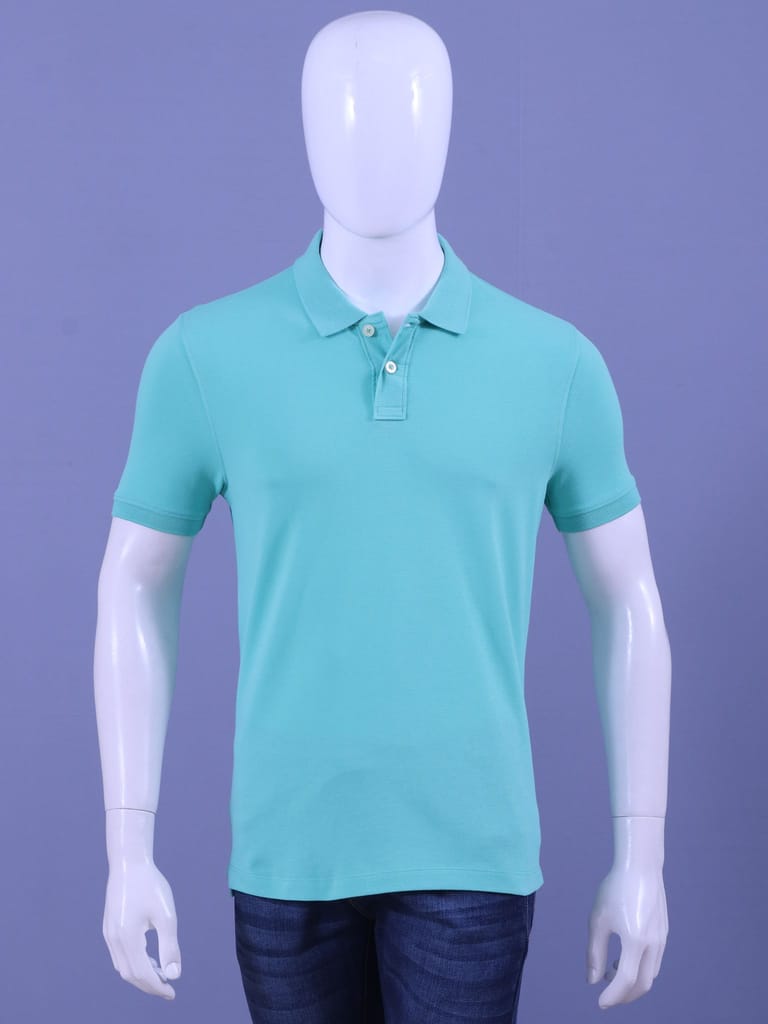 Men's Mint Enzyme Finish Solid Polo T-Shirt