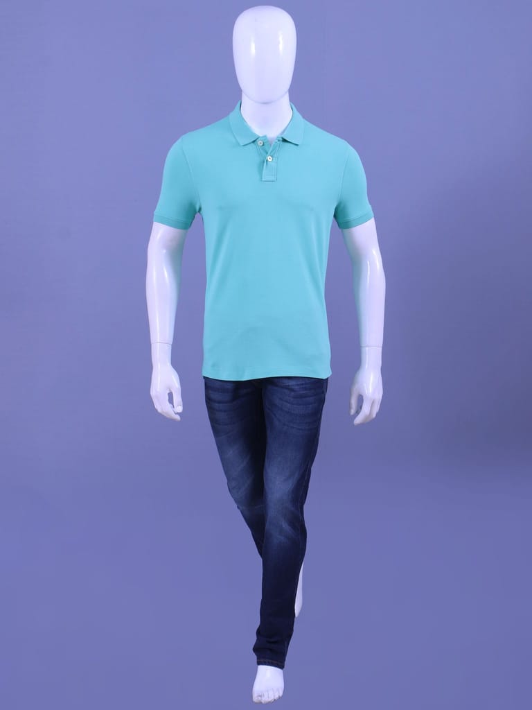 Men's Mint Enzyme Finish Solid Polo T-Shirt