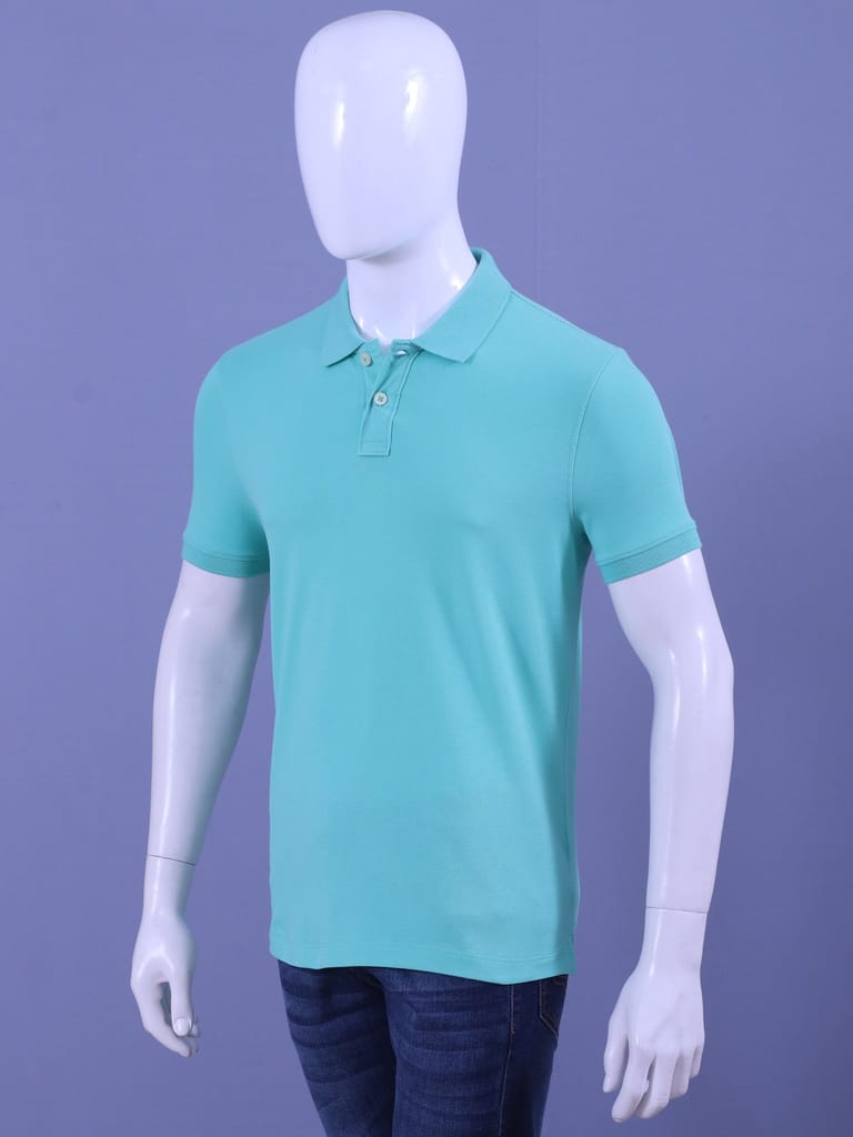 Men's Mint Enzyme Finish Solid Polo T-Shirt