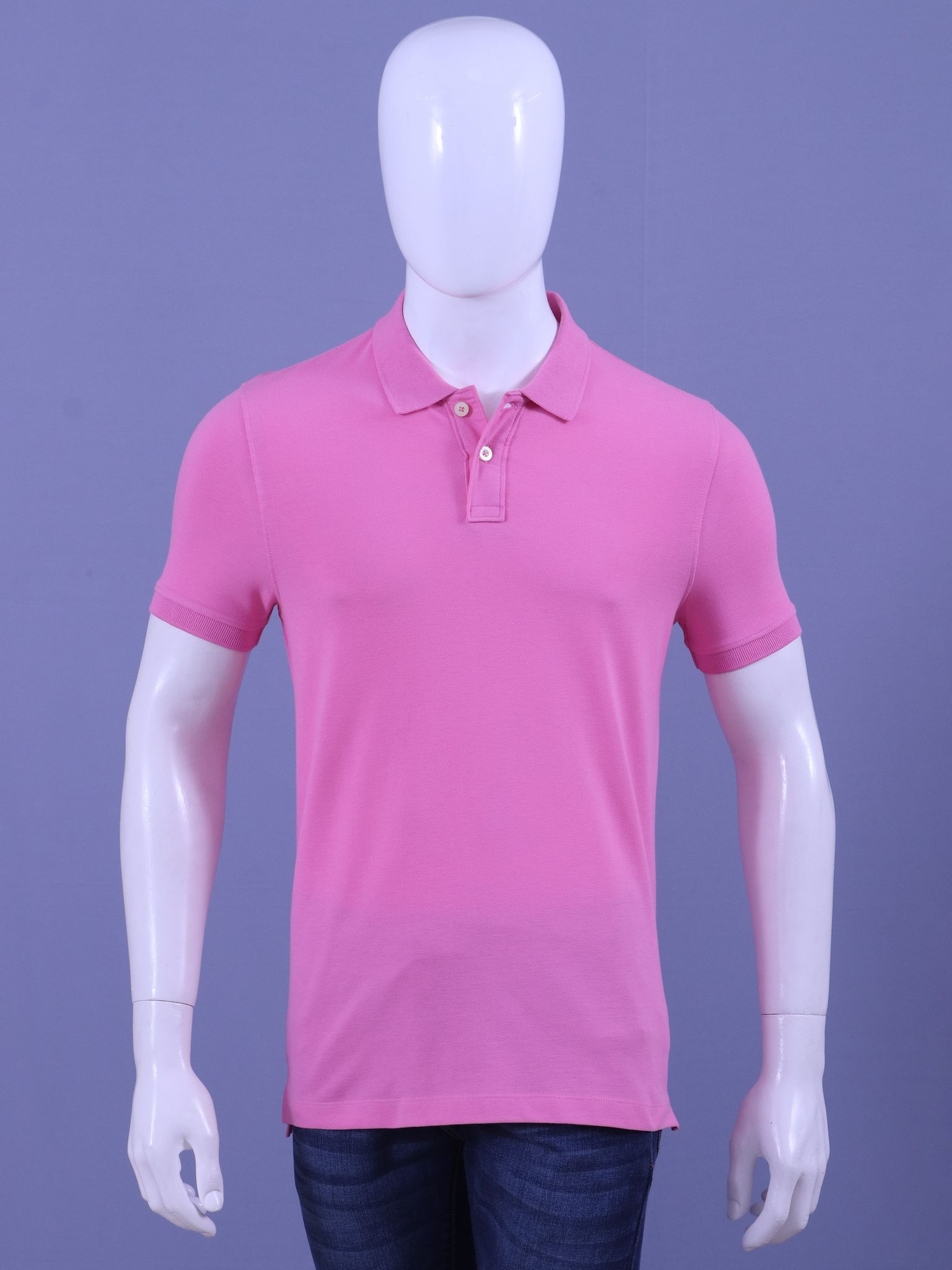 Men's Pink Enzyme Finish Solid Polo T-Shirt