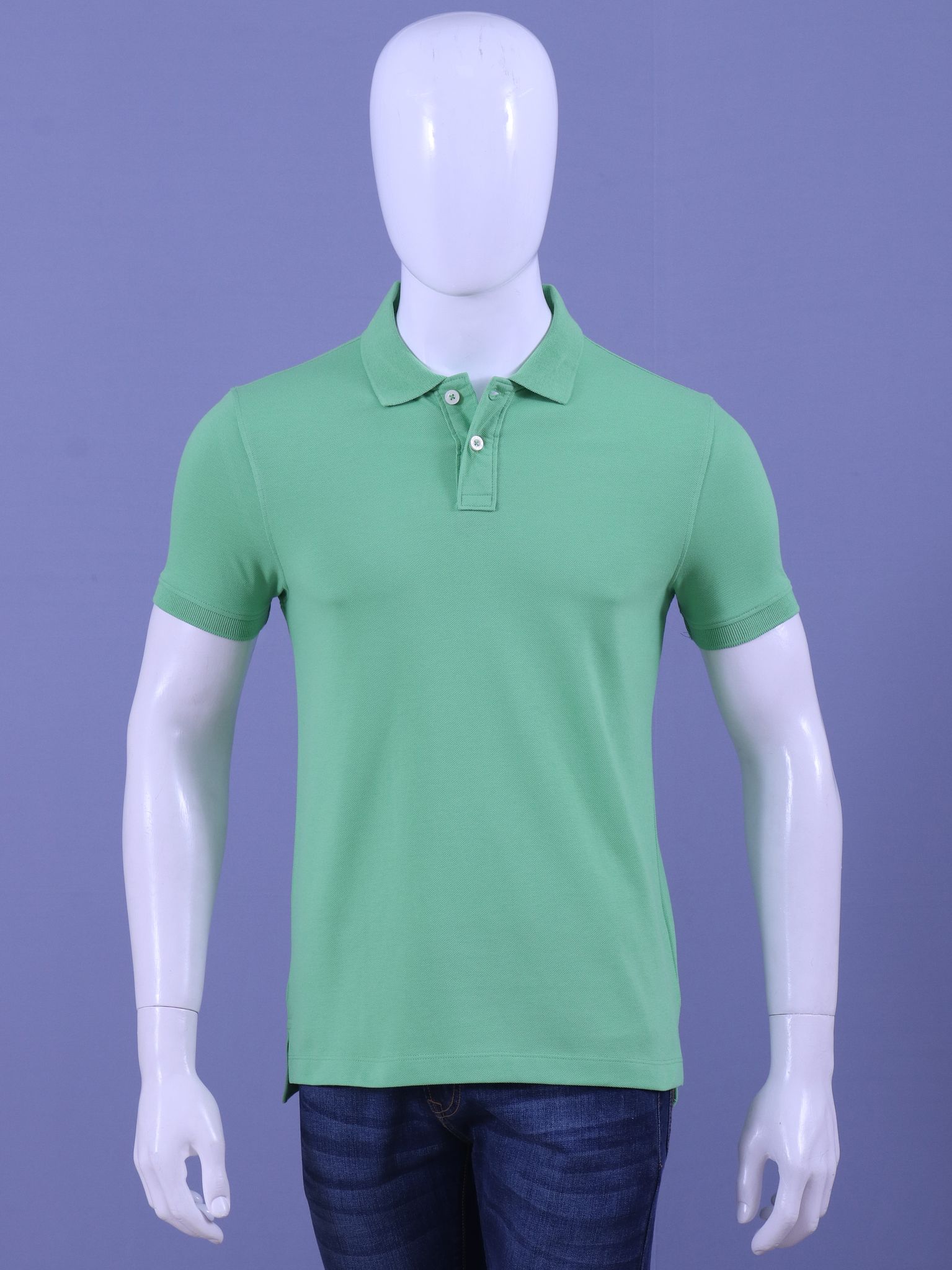Men's  Lt.Green Enzyme Finish Solid Polo T-Shirt
