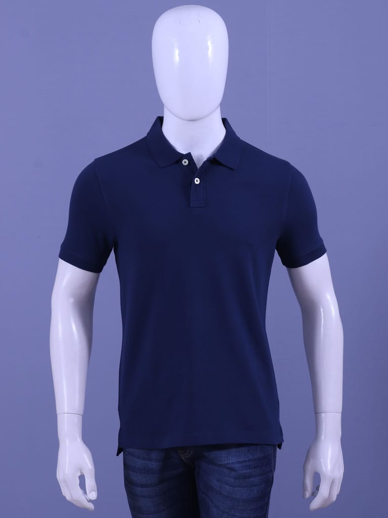 Men's Navy Enzyme  Solid Polo T-Shirt