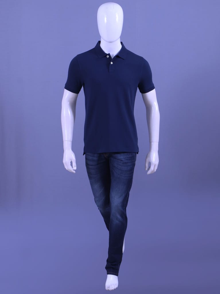 Men's Navy Enzyme  Solid Polo T-Shirt