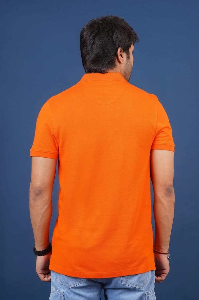 Men's Orange Embroidery Polo T-Shirt