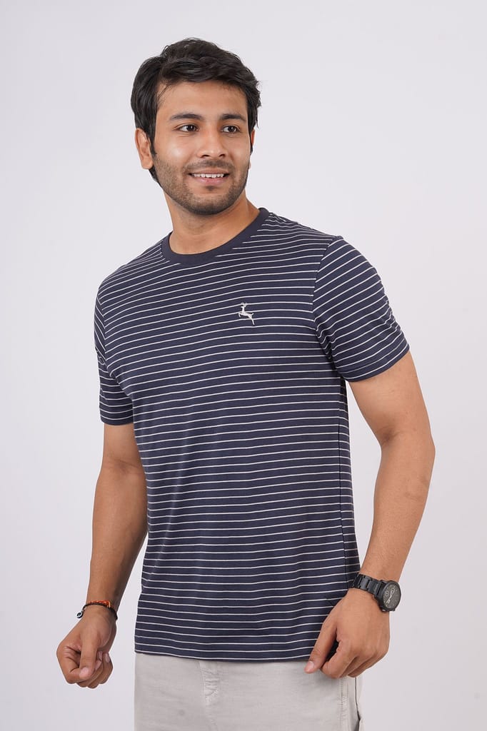 Men's Indian Ink Striped Crew Neck T-Shirt