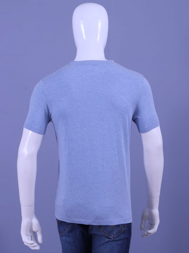 Men's Blue Melange V-Neck T-Shirt