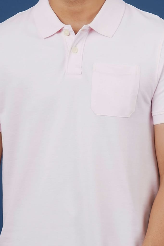 Men Lt Pink  Pocket Polo T-Shirt