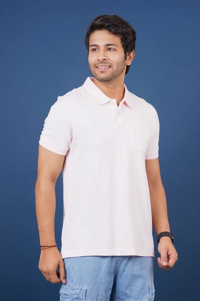 Men Lt Pink  Pocket Polo T-Shirt