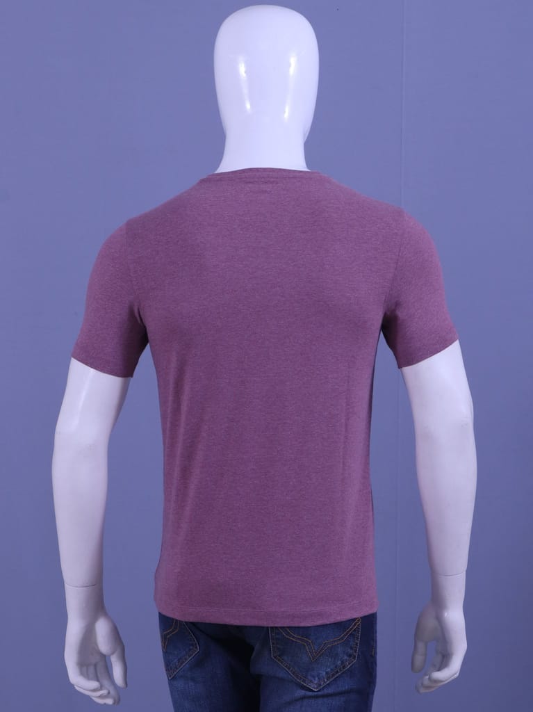 Men's Burgandy Melange V-Neck T-Shirt