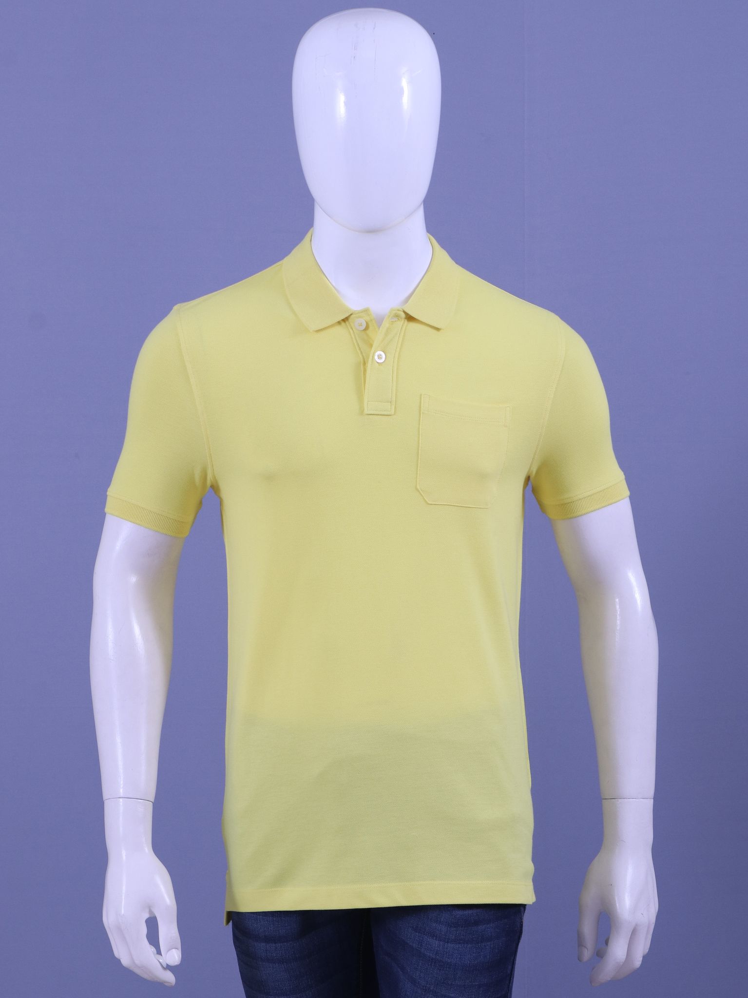 Men Yellow Pocket Polo T-Shirt