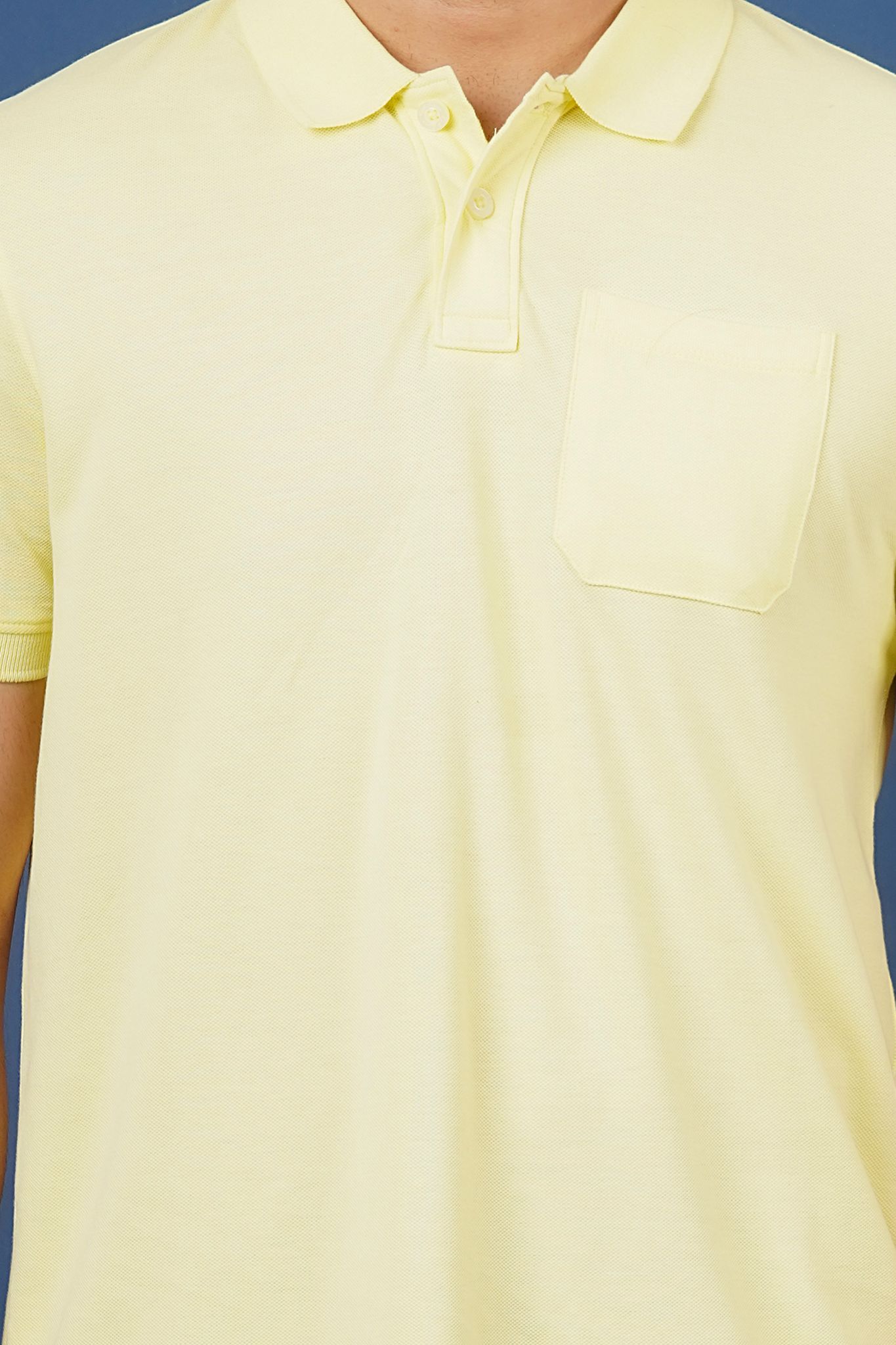 Men's Lt Yellow Pocket Polo T-Shirt