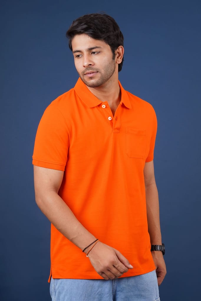 Men's Orange  Pocket Polo T-Shirt
