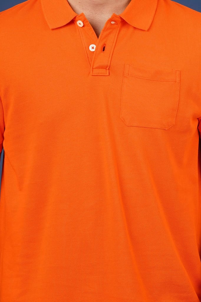 Men's Orange Pocket Polo T-Shirt