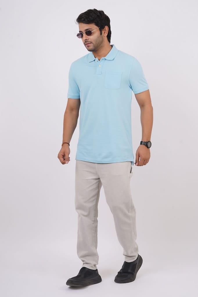 Men's Lt.Blue Pocket Polo T-Shirt