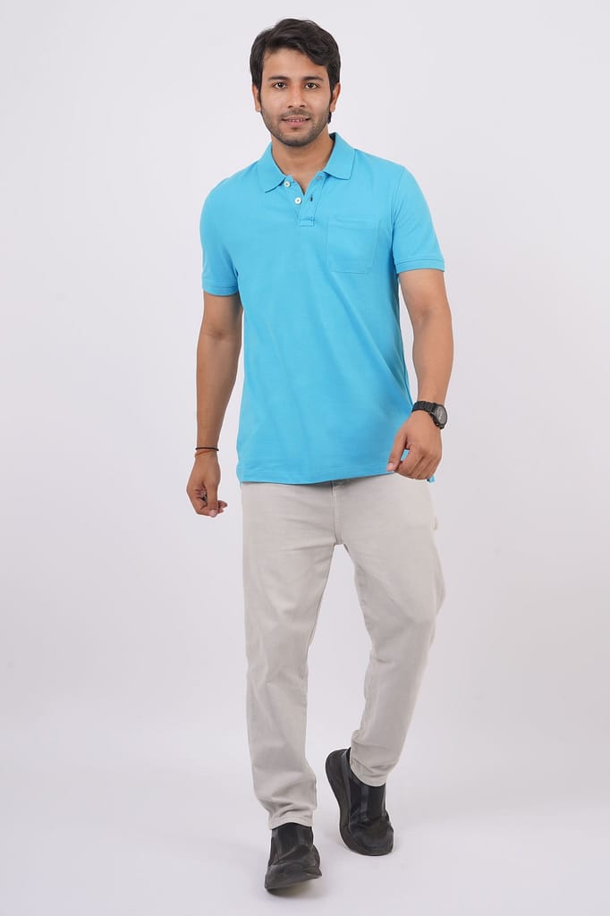Men's MD Blue Pocket Polo T-Shirt