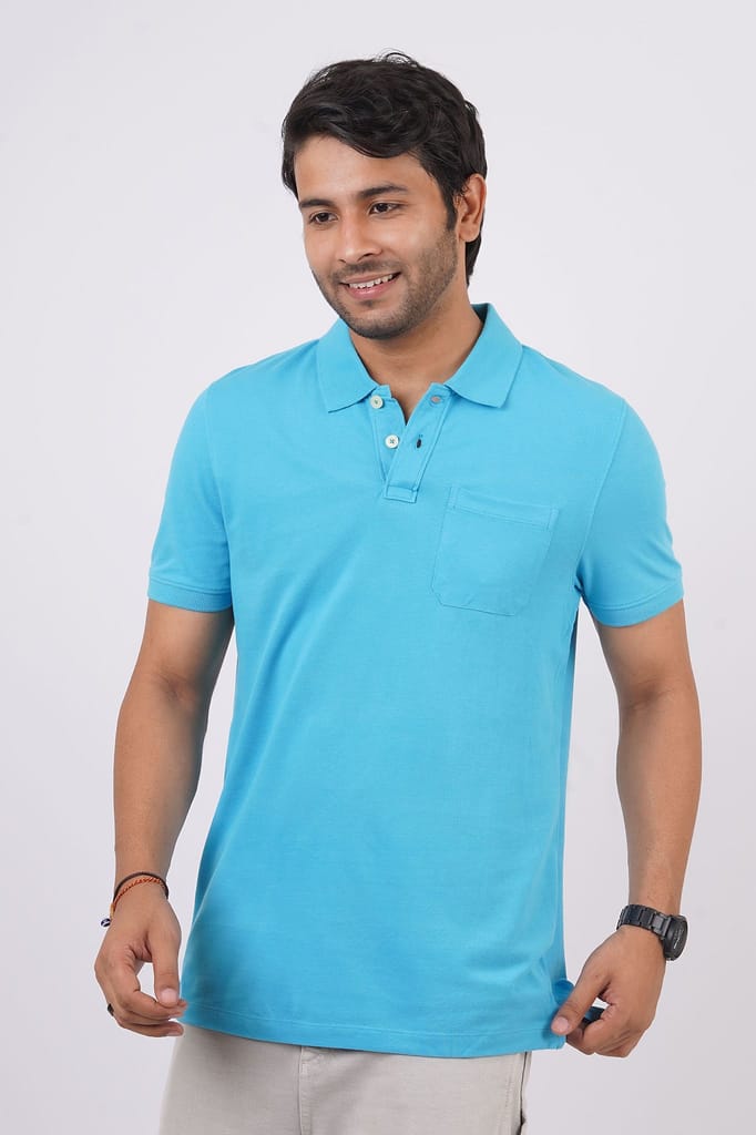 Men's MD Blue Pocket Polo T-Shirt