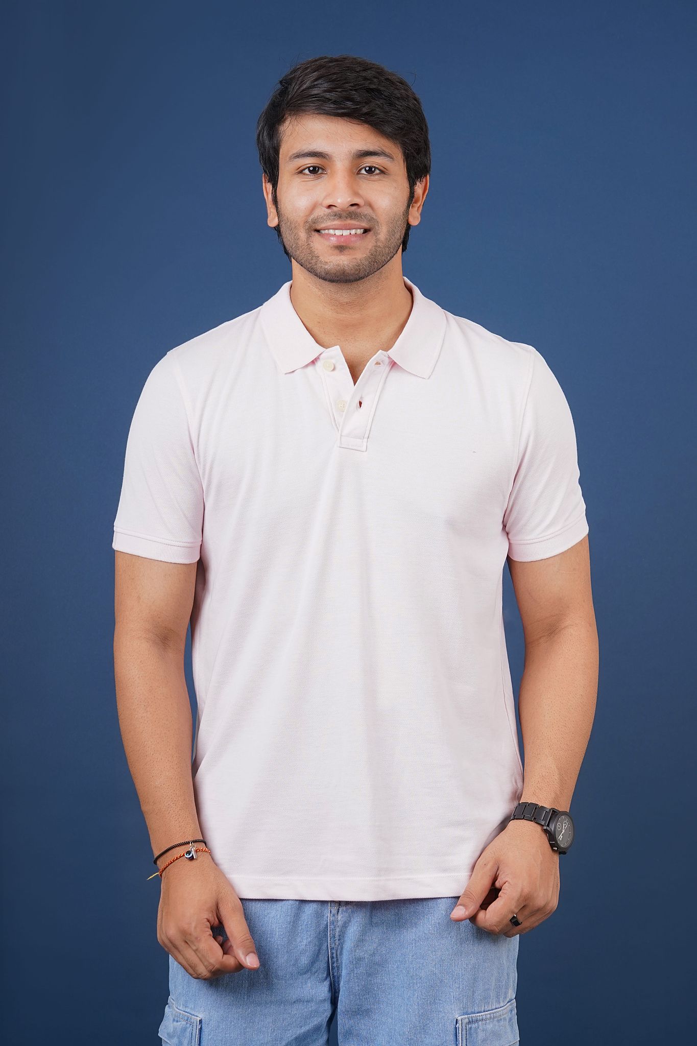 Men's Lt.Pink  Solid Polo T-Shirt
